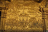 Luang Prabang, Laos - Wat Mai the gilded stucco engravings narrate the Vessantara Jataka, the penultimate rebirth as a human of the future Gotama Buddha. 